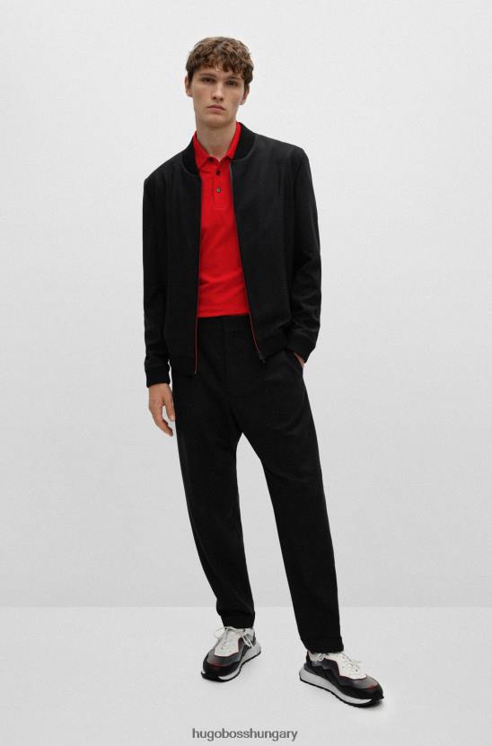 Hugo Boss hugo cotton-piquã© karcsúsított póló, piros logóval, piros felirattal 80P61809 piros