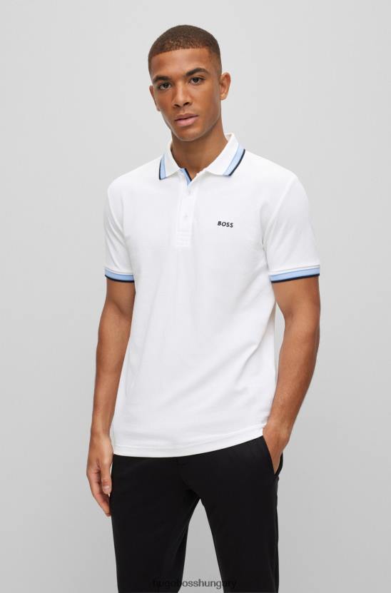 Hugo Boss hugo fehér biopamut póló ívelt logóval 80P61215 fehér