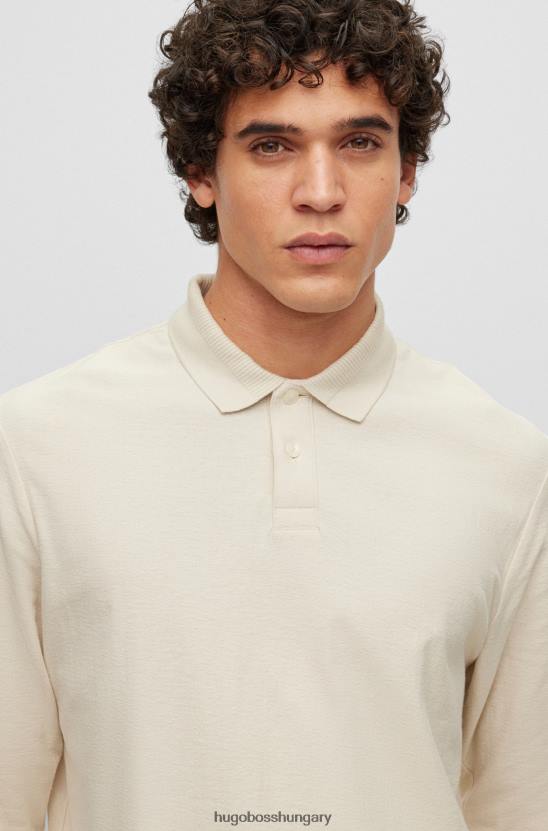 Hugo Boss hugo fehér, laza szabású, hosszú ujjú póló pamut jacquard anyagból 80P6919 fehér