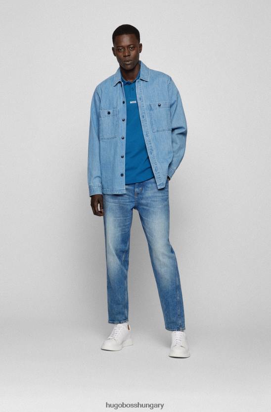 Hugo Boss hugo finom piquã© póló ing kontrasztos kék színekkel 80P63846 kék