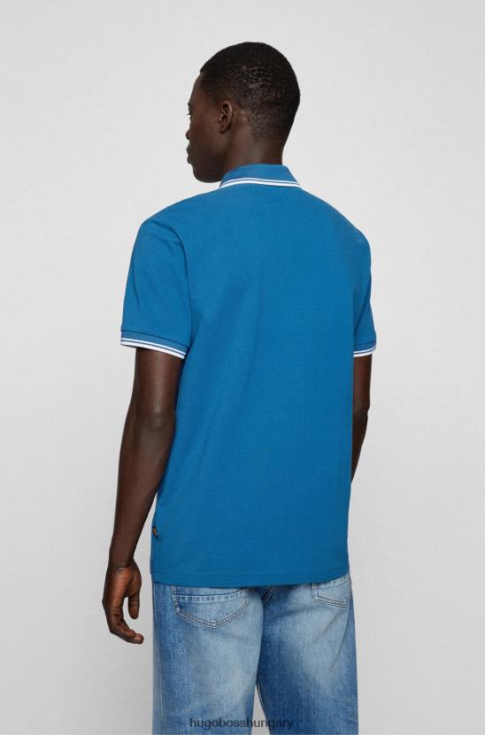 Hugo Boss hugo finom piquã© póló ing kontrasztos kék színekkel 80P63846 kék