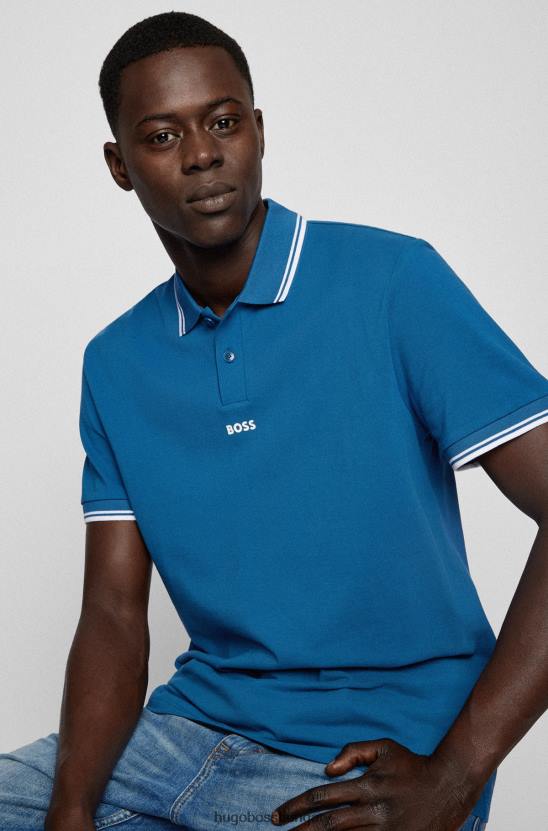 Hugo Boss hugo finom piquã© póló ing kontrasztos kék színekkel 80P63846 kék