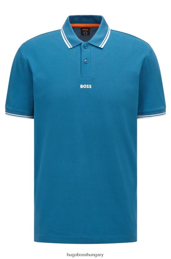 Hugo Boss hugo finom piquã© póló ing kontrasztos kék színekkel 80P63846 kék