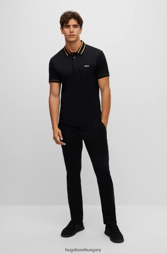 Hugo Boss hugo interlock-pamut vékony szabású póló ing fekete logós hímzéssel 80P61907 fekete