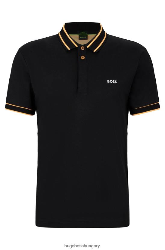 Hugo Boss hugo interlock-pamut vékony szabású póló ing fekete logós hímzéssel 80P61907 fekete