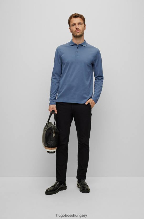 Hugo Boss hugo kék mercerizált pamut póló ing kosárfonás szerkezettel 80P62288 kék