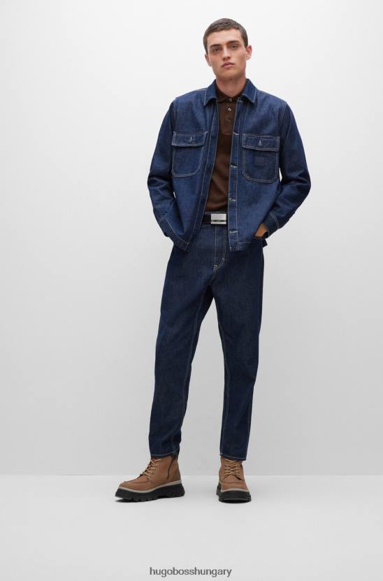 Hugo Boss hugo mercerizált pamut póló, kosárfonású barna szerkezettel 80P62289 barna