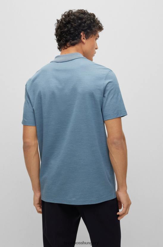 Hugo Boss hugo pamut-selyem póló ing buborékos szerkezettel kék 80P64458 kék