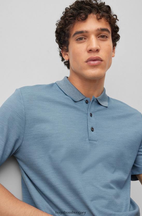Hugo Boss hugo pamut-selyem póló ing buborékos szerkezettel kék 80P64458 kék