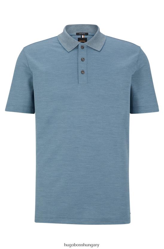 Hugo Boss hugo pamut-selyem póló ing buborékos szerkezettel kék 80P64458 kék