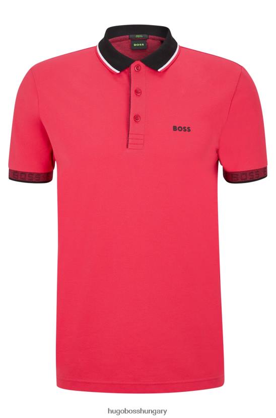 Hugo Boss hugo rózsaszín slim-fit póló, logós részletekkel 80P61768 rózsaszín