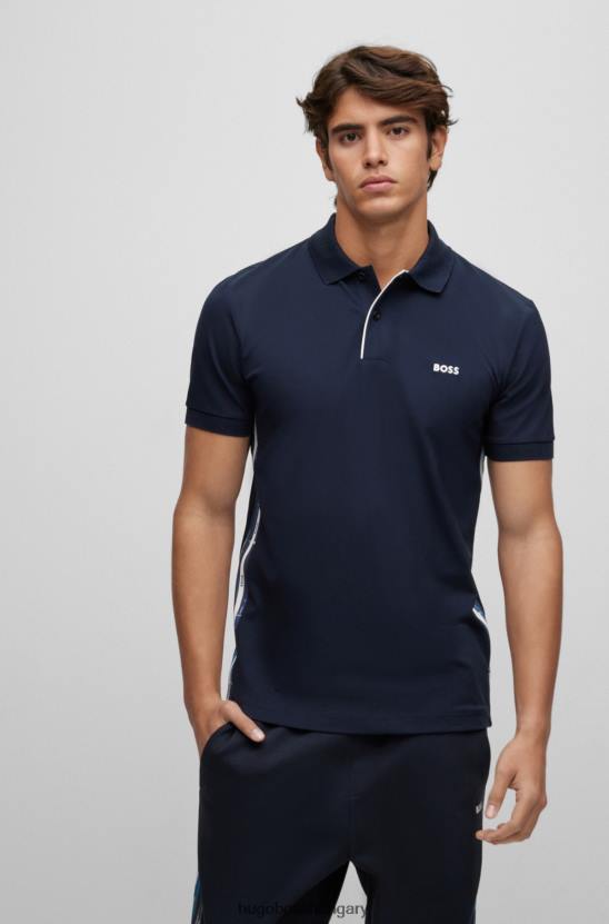 Hugo Boss hugo sötétkék sztreccs-pamut karcsúsított póló szalagos betétekkel 80P6913 sötétkék