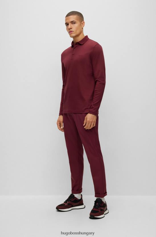 Hugo Boss hugo sötétvörös interlock-pamut póló tónusos logóval 80P61085 sötét vörös