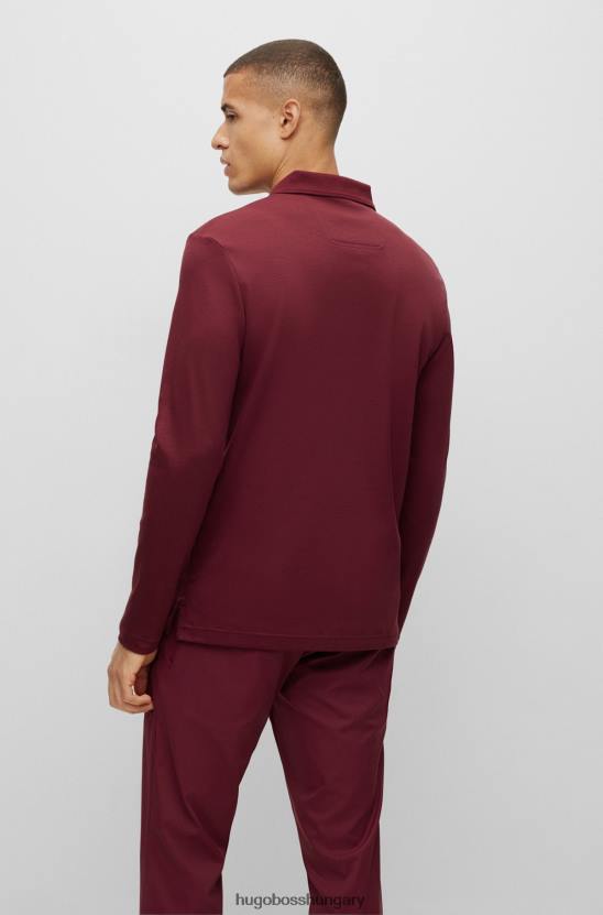 Hugo Boss hugo sötétvörös interlock-pamut póló tónusos logóval 80P61085 sötét vörös