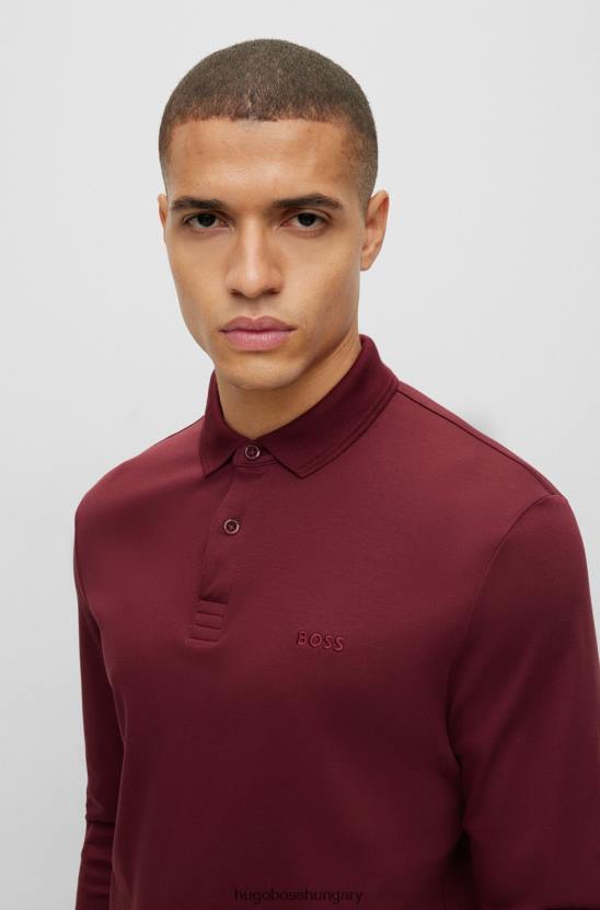 Hugo Boss hugo sötétvörös interlock-pamut póló tónusos logóval 80P61085 sötét vörös