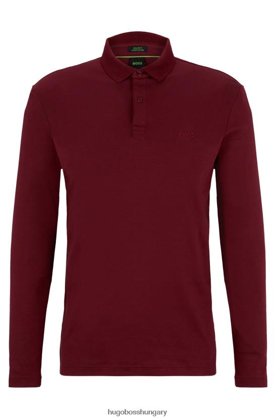 Hugo Boss hugo sötétvörös interlock-pamut póló tónusos logóval 80P61085 sötét vörös