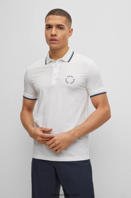 Hugo Boss hugo sztreccs pamut vékony szabású póló ing kör alakú fehér márkával 80P63925 fehér
