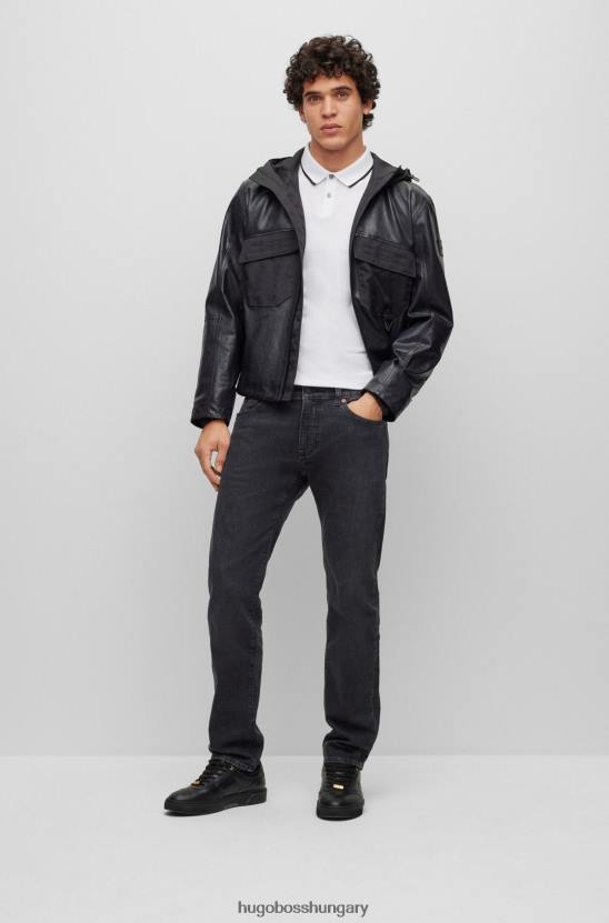 Hugo Boss hugo sztreccs pamut vékony szabású póló ing logóval folt fehér 80P62888 fehér