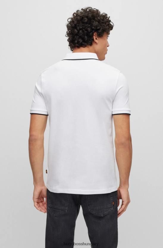 Hugo Boss hugo sztreccs pamut vékony szabású póló ing logóval folt fehér 80P62888 fehér