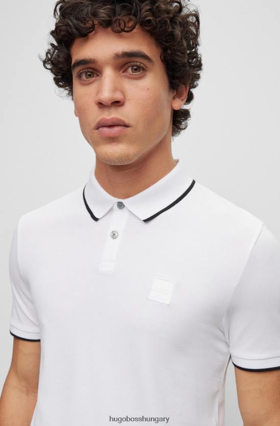 Hugo Boss hugo sztreccs pamut vékony szabású póló ing logóval folt fehér 80P62888 fehér
