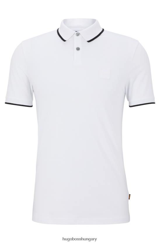 Hugo Boss hugo sztreccs pamut vékony szabású póló ing logóval folt fehér 80P62888 fehér