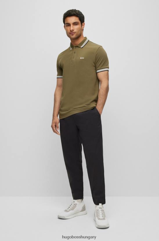 Hugo Boss hugo világoszöld biopamut póló, kontrasztos logós részletekkel 80P62487 világos zöld