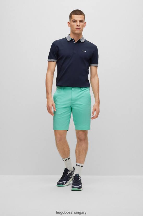 Hugo Boss interlock-pamut póló strukturált gallérral és sötétkék hugo logóval 80P62260 sötétkék