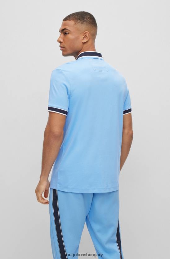 Hugo Boss interlock-pamut vékony szabású póló, logós hímzéssel világoskék hugo 80P61908 világoskék