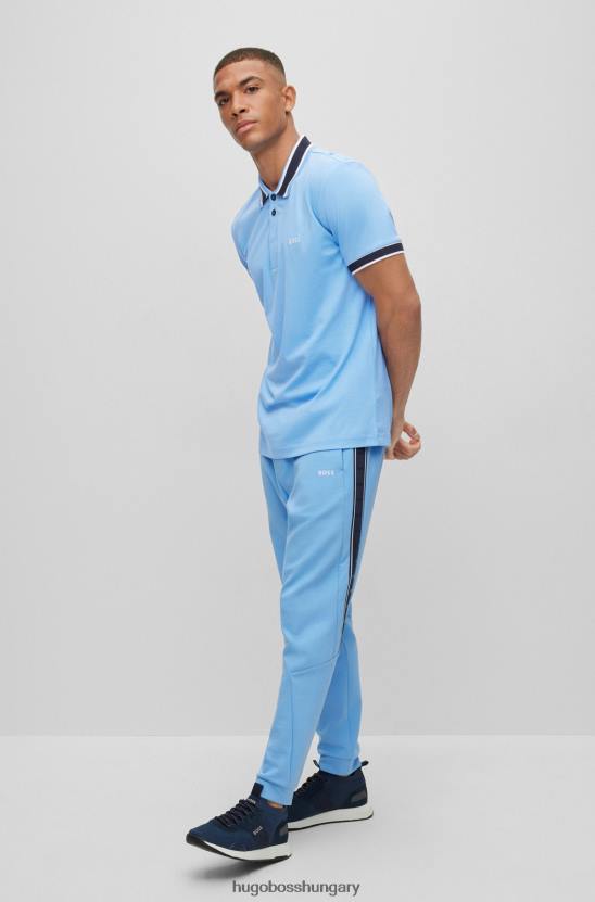 Hugo Boss interlock-pamut vékony szabású póló, logós hímzéssel világoskék hugo 80P61908 világoskék