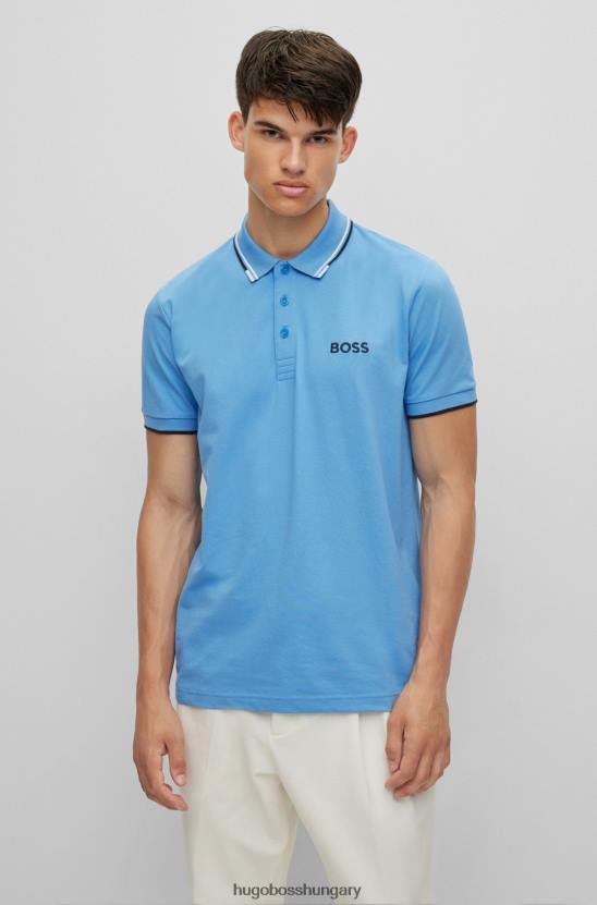 Hugo Boss kék hugo pamut keverék póló ing kontrasztos részletekkel 80P61096 kék