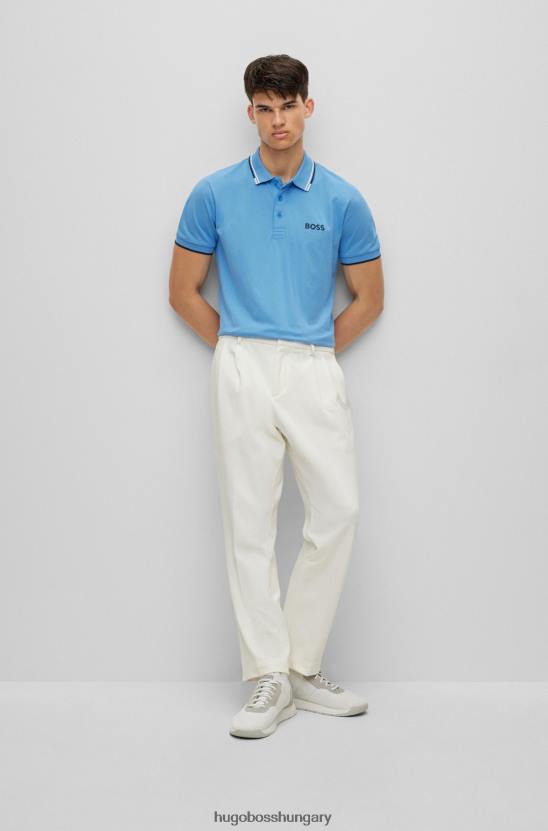 Hugo Boss kék hugo pamut keverék póló ing kontrasztos részletekkel 80P61096 kék