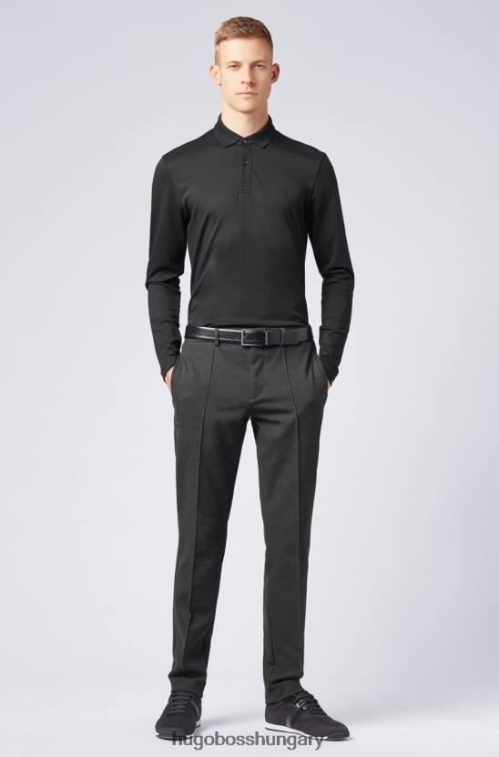 Hugo Boss l/s polo pirol 50392723 fekete 80P6451 fekete/szürke/sötétkék