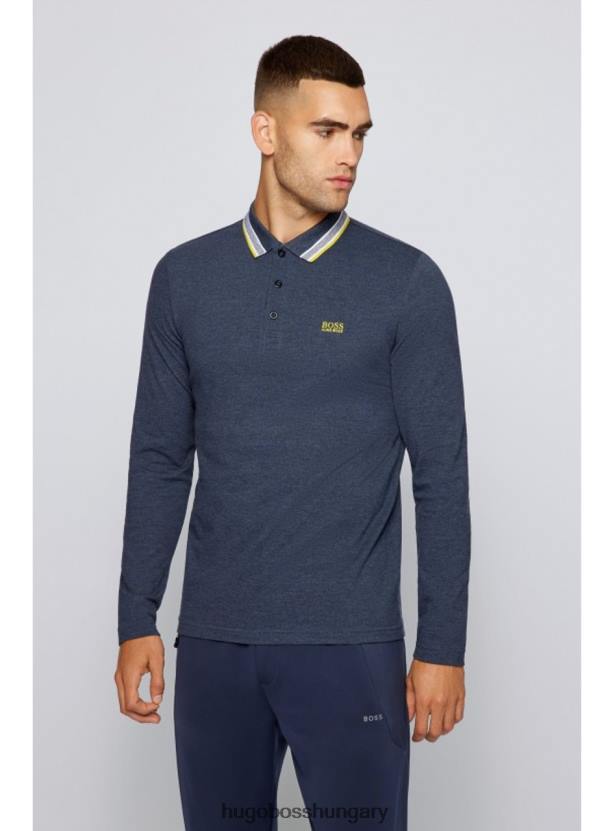 Hugo Boss l/s polo plisy 50272945 szén 80P6395 szén/kék/sötétkék/fekete
