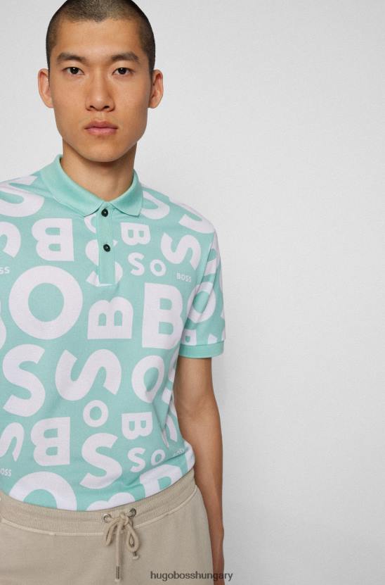 Hugo Boss logós póló ing mercerizált pamut hugo világoszöld színben 80P63934 világos zöld