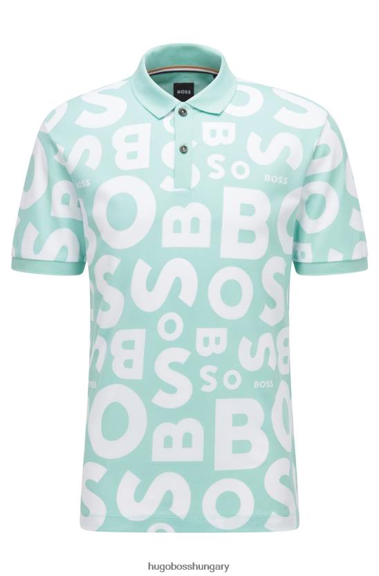 Hugo Boss logós póló ing mercerizált pamut hugo világoszöld színben 80P63934 világos zöld