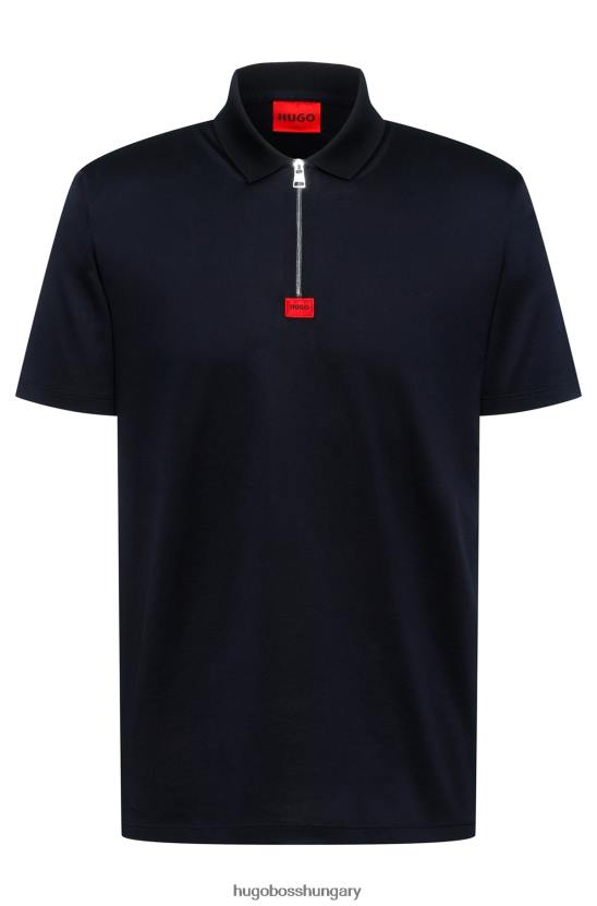 Hugo Boss mercerizált pamut póló cipzárral, sötétkék hugo 80P63475 sötétkék