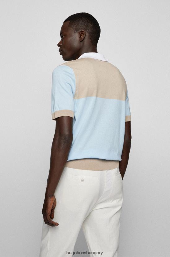 Hugo Boss mercerizált pamut póló ing színblokkoló hugo világoskék színnel 80P62236 világoskék