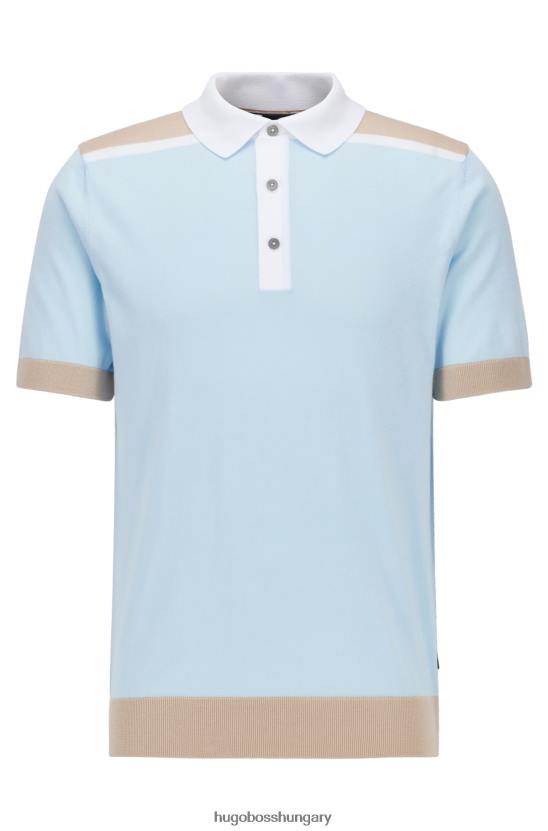 Hugo Boss mercerizált pamut póló ing színblokkoló hugo világoskék színnel 80P62236 világoskék