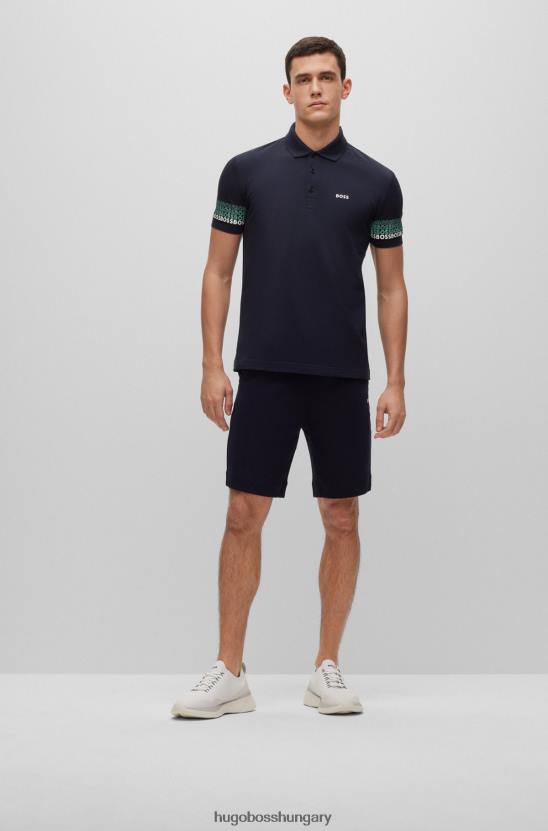 Hugo Boss pamut-piquã©-jacquard póló többszínű logókkal, sötétkék hugo 80P63914 sötétkék