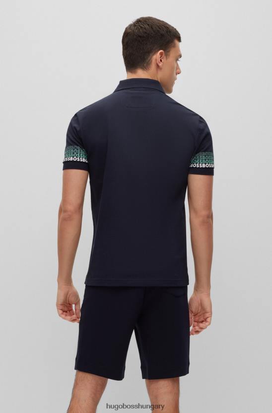 Hugo Boss pamut-piquã©-jacquard póló többszínű logókkal, sötétkék hugo 80P63914 sötétkék
