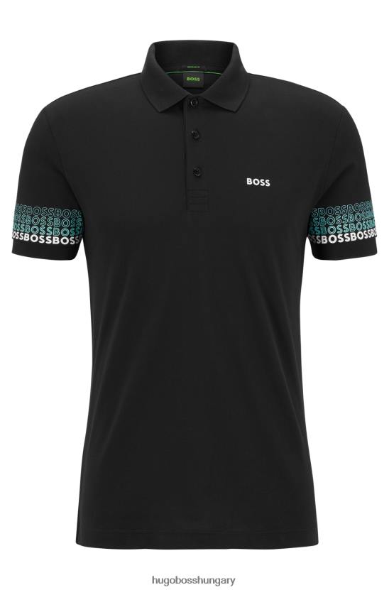 Hugo Boss pamut-piquã©-jacquard póló többszínű logókkal, sötétkék hugo 80P63914 sötétkék