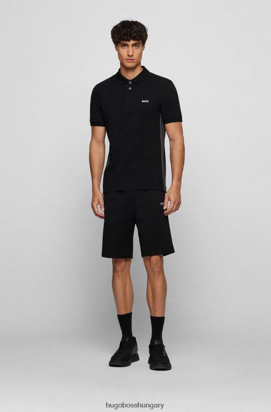Hugo Boss pamut-piquã© karcsúsított pólóing csíkos betétekkel hugo black 80P61505 fekete