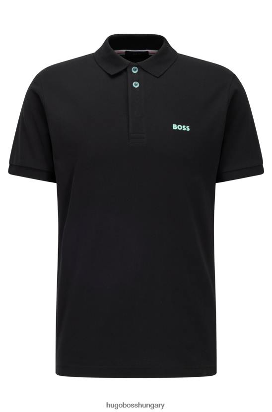 Hugo Boss pamut-piquã© karcsúsított pólóing csíkos betétekkel hugo black 80P61505 fekete