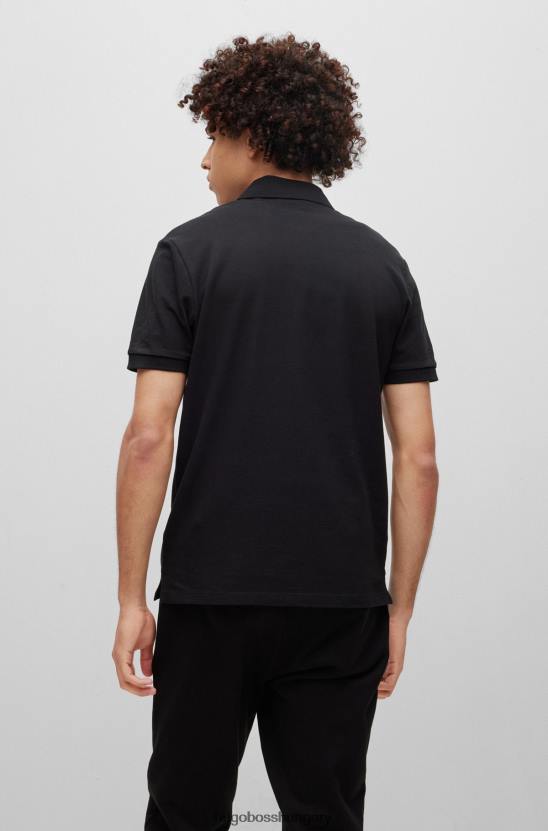 Hugo Boss pamut-piquã© karcsúsított pólóing fekete hugo logóval 80P63957 fekete