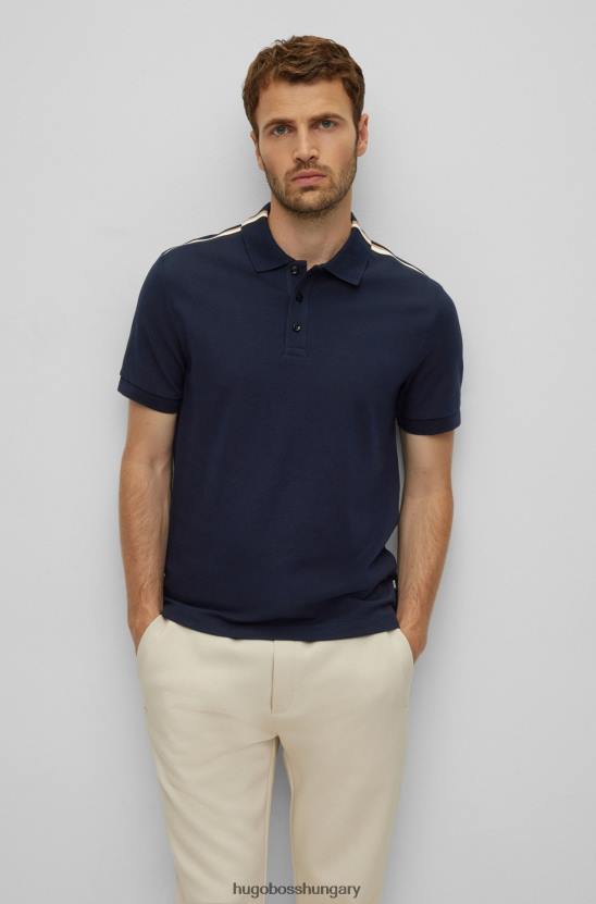 Hugo Boss pamut-piquã© pólóing egyedi csíkos hugo sötétkék 80P61634 sötétkék