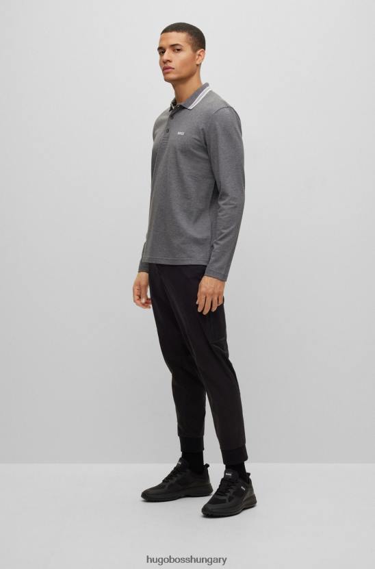 Hugo Boss pamut-piquã© póló ing gallérral, szürke hugo-val 80P61527 szürke