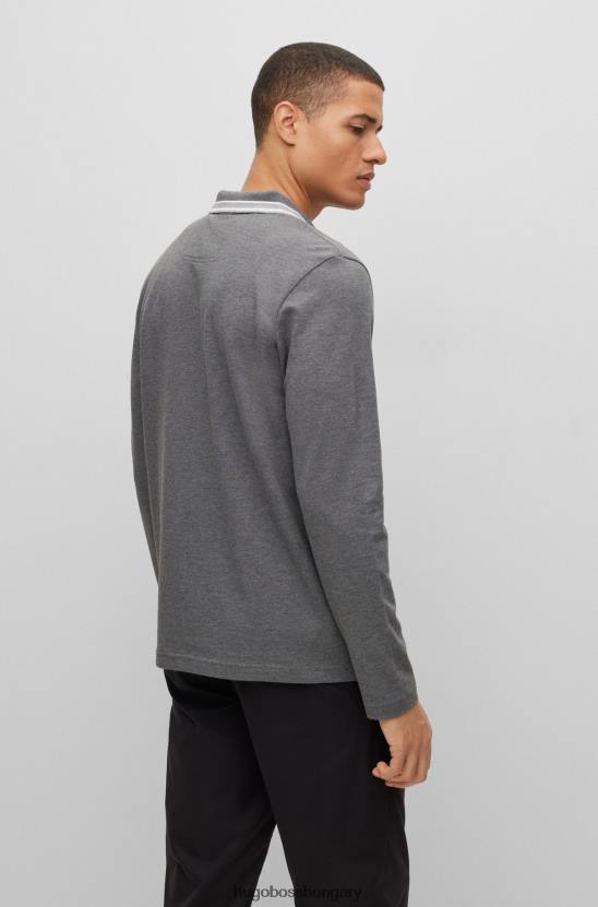 Hugo Boss pamut-piquã© póló ing gallérral, szürke hugo-val 80P61527 szürke