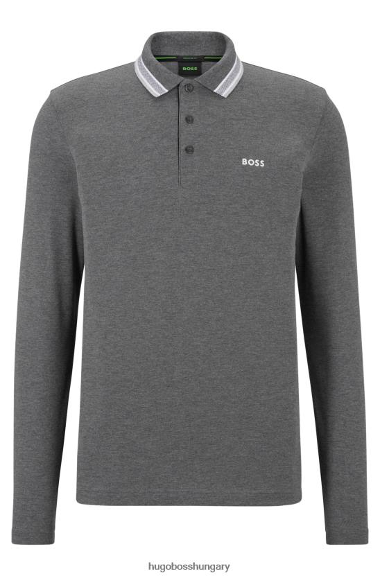 Hugo Boss pamut-piquã© póló ing gallérral, szürke hugo-val 80P61527 szürke