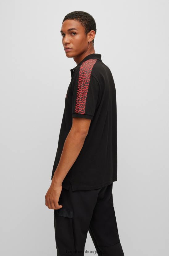 Hugo Boss pamut-piquã© pólóing logóval és hugo fekete betétekkel 80P64391 fekete
