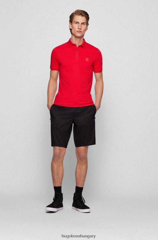 Hugo Boss piros sztreccs pamut vékony szabású pólóing hugo logóval 80P61615 piros